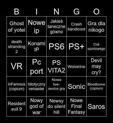 State of play Bingo Card