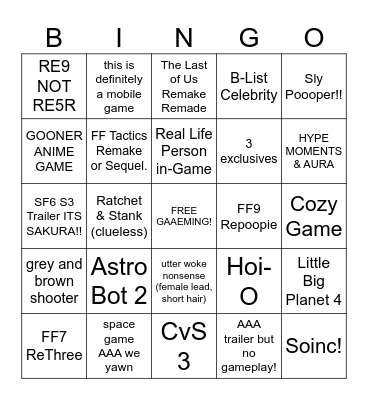 State of Gaae 2025 Bingo Card