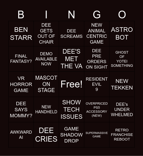 STATE OF PLAY PIXEL BINGO Card