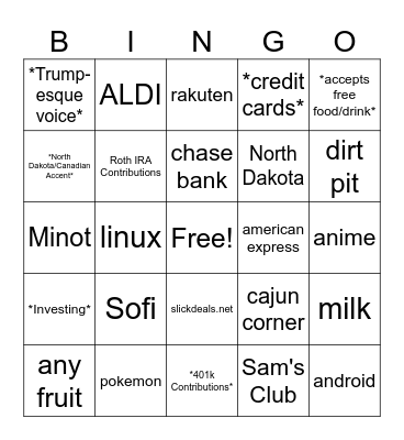 Hudson Bingo Card