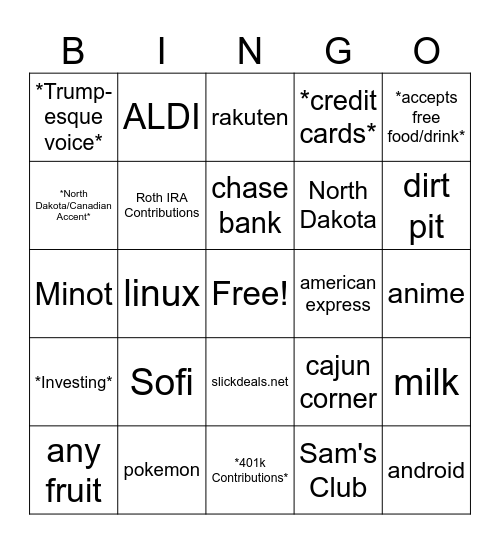 Hudson Bingo Card