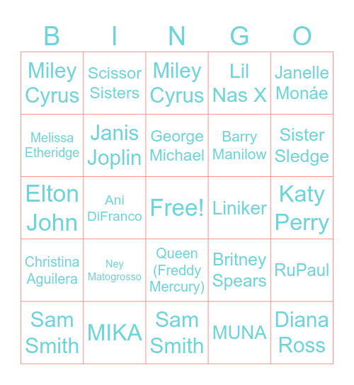 PRIDE BINGO Card