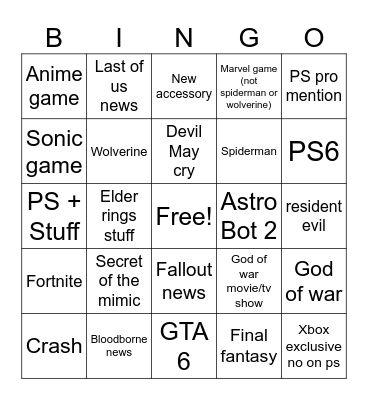 State of play bingo care Bingo Card