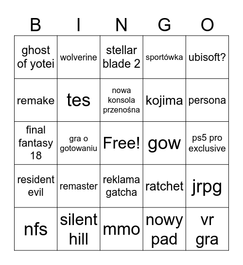 state of play Bingo Card