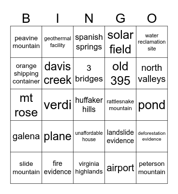 Know Your City Bingo Card