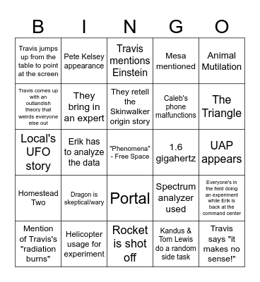 Secret of Skinwalker Ranch Bingo Card