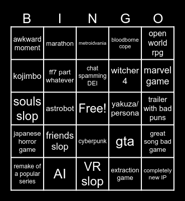 State of slop bingo Card