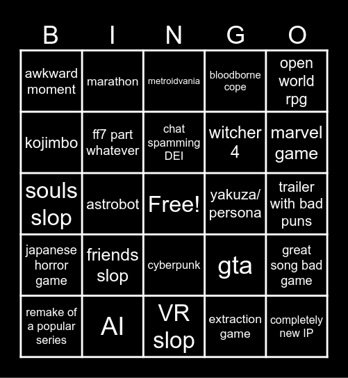 State of slop bingo Card