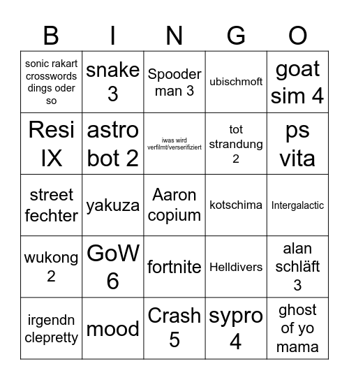 State of BiBaButzemann Bingo Card