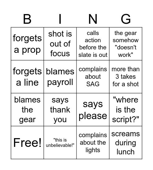 Don't ask Bingo Card