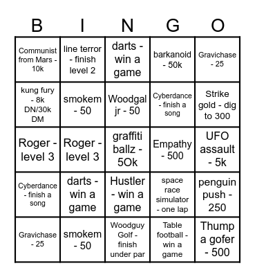 Arcade Paradise Bingo Card