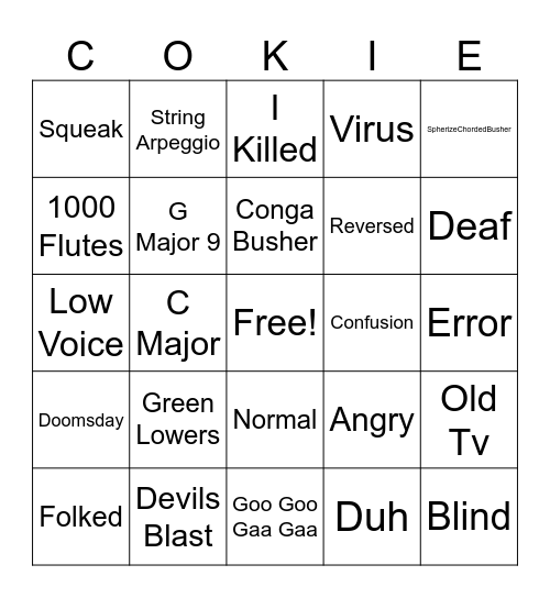 Effects Bingo Card