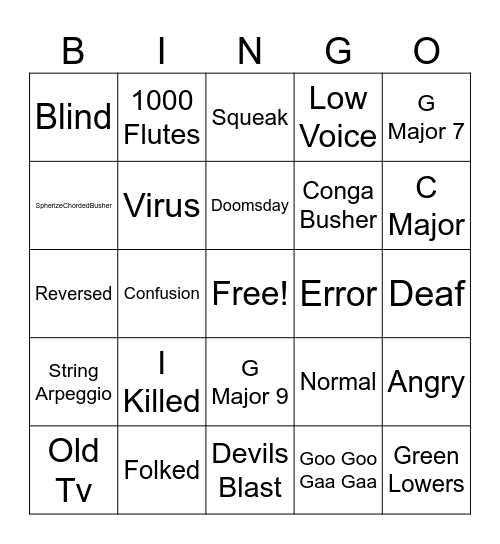 Effects Bingo Card