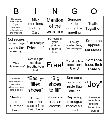 RH 2025 Closing Meeting Bingo Card