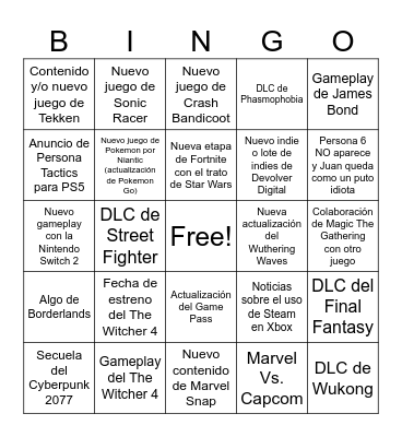 SUMMER GAME FEST Bingo Card