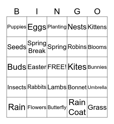 Spring Bingo Card