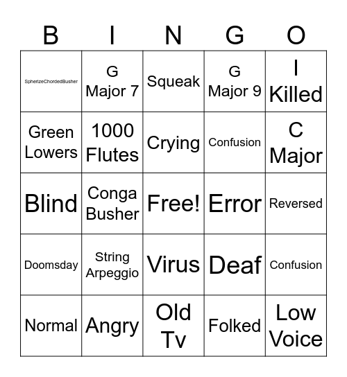 Effects Bingo Card