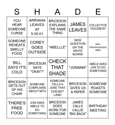 OFFICE BINGO Card