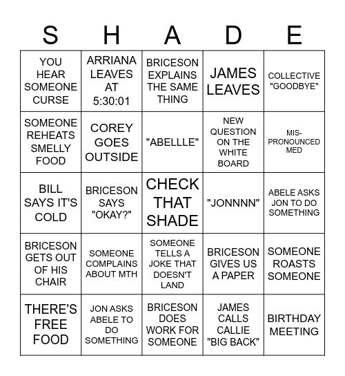 OFFICE BINGO Card