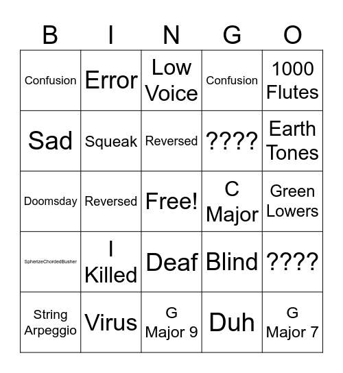 Effects Bingo Card