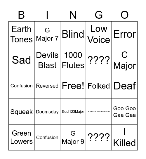 Effects Bingo Card