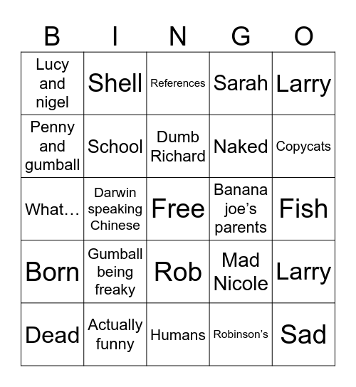 Gumball bingo Card