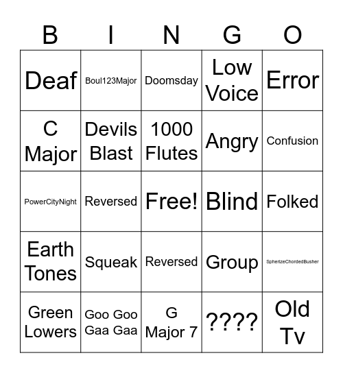 Effects Bingo Card