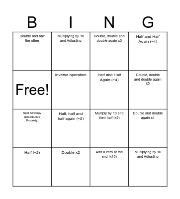 Year 4 - Mental Multiplication / Division Bingo Card