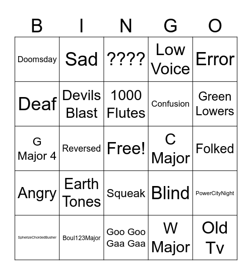 Effects Bingo Card