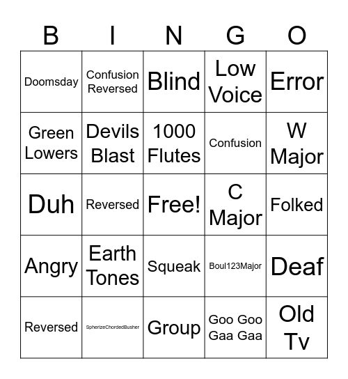 Effects Bingo Card