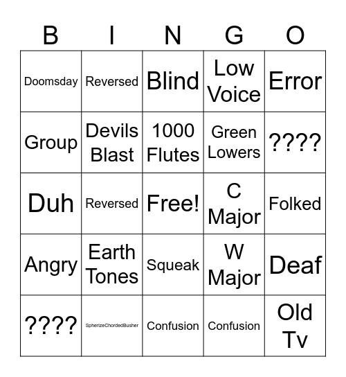 Effects Bingo Card