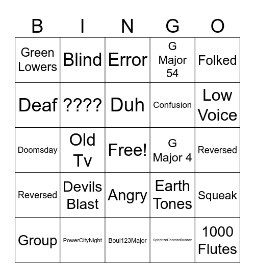 Effects Bingo Card