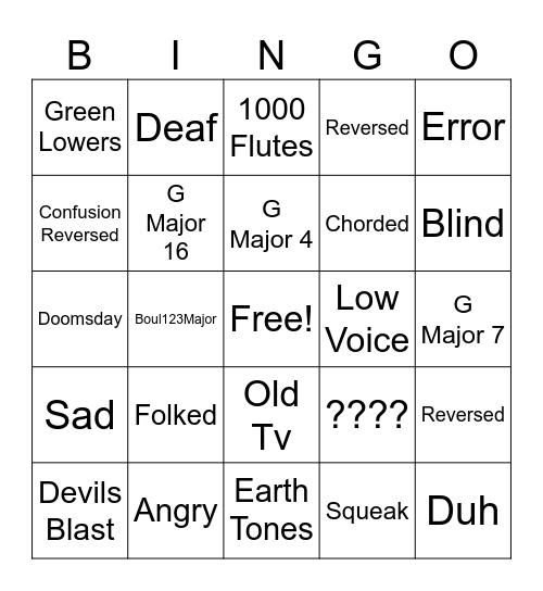 Effects Bingo Card