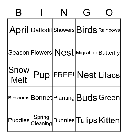 Spring Bingo Card