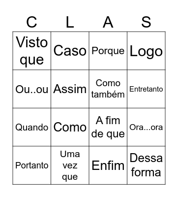 Bingo Orações Coord. e Subor. Bingo Card