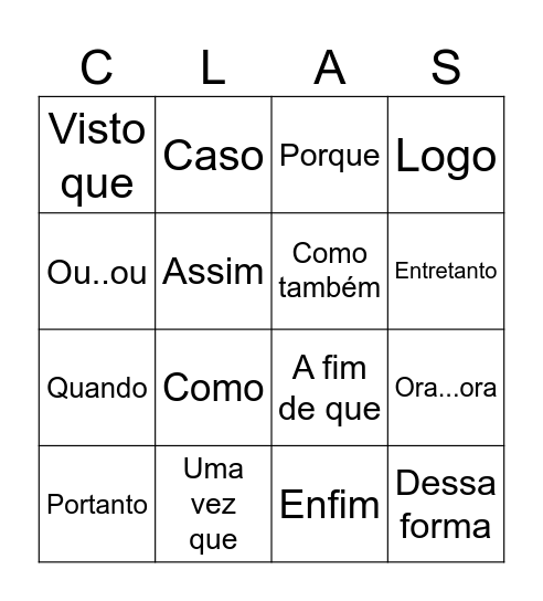 Bingo Orações Coord. e Subor. Bingo Card