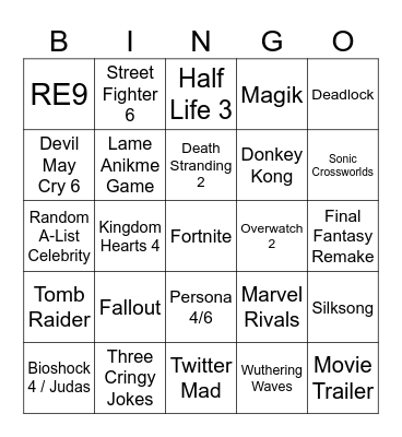 Summer Games Fest 2025 Bingo Card