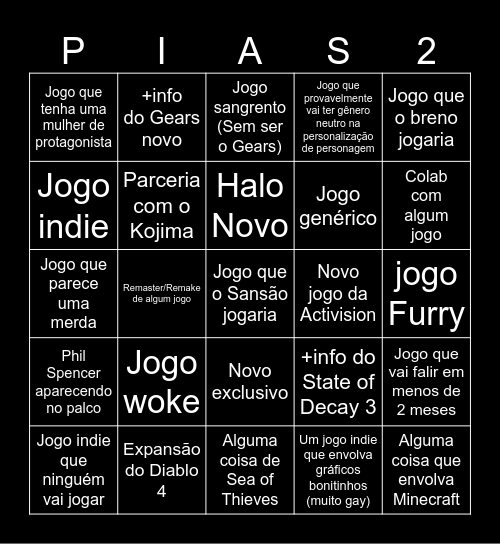 Microsoft do Pias Bingo Card