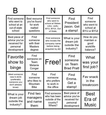 AD Speed-Networking Bingo Card