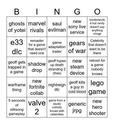 Moose Bingo Card