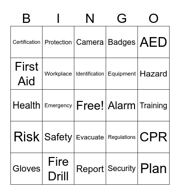 Safety Bingo Card