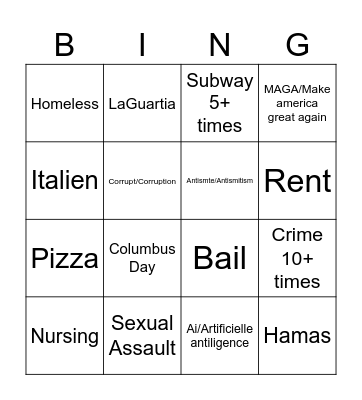 New York mayor 1st debate Bingo Card