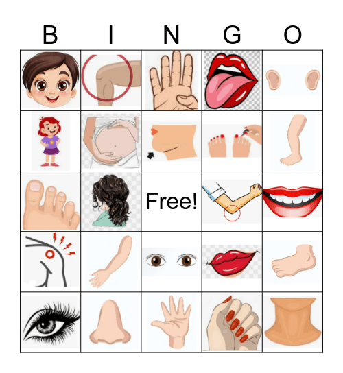 Body Parts Bingo Card