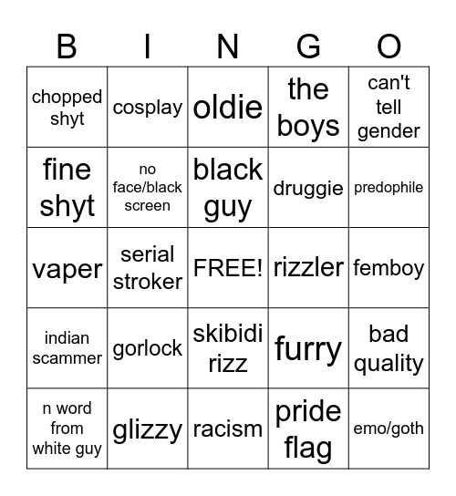 OMEGLE BINGO Card