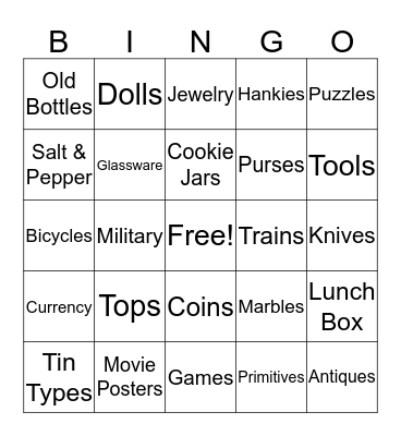 Miss Ellie's Antiques Bingo Card