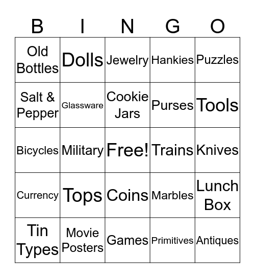 Miss Ellie's Antiques Bingo Card