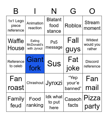 Caseoh bingo Card