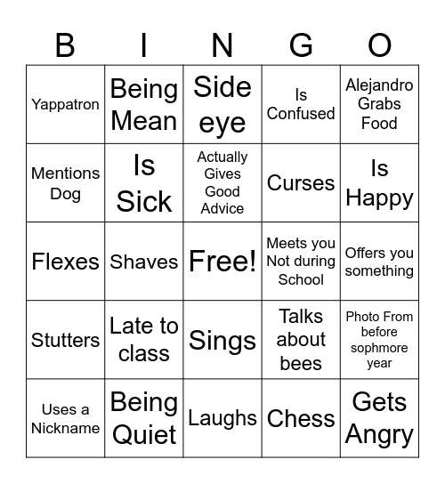 Alejandro Bingo Card