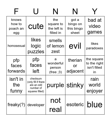 the funn bigo woagh Bingo Card