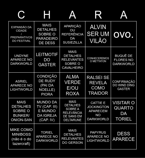 DELTARUNE - CAPÍTULO III & IV Bingo Card